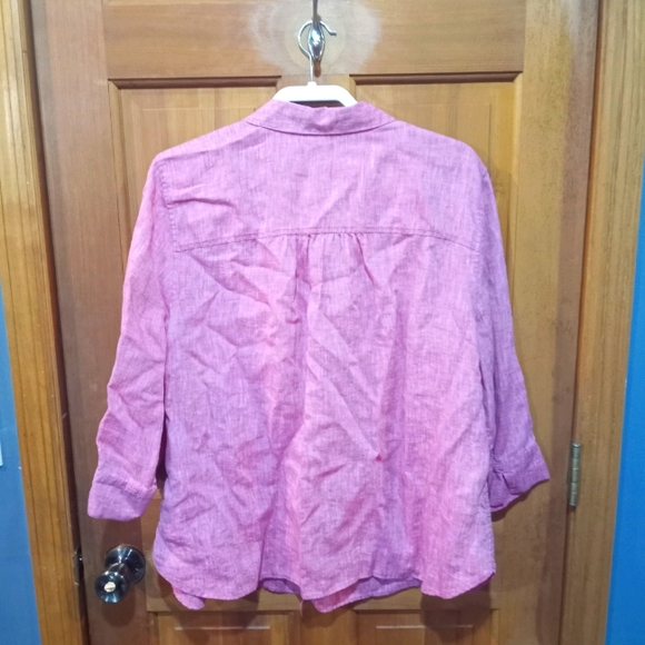 Chicos 100% linen red button up top size 20/22 - Picture 2 of 6